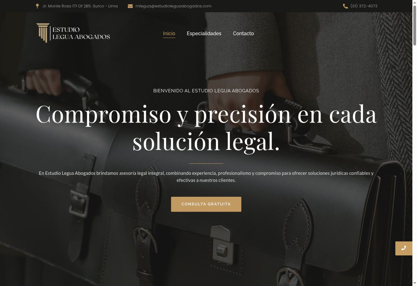 Captura de la web Estudio Legua Abogados